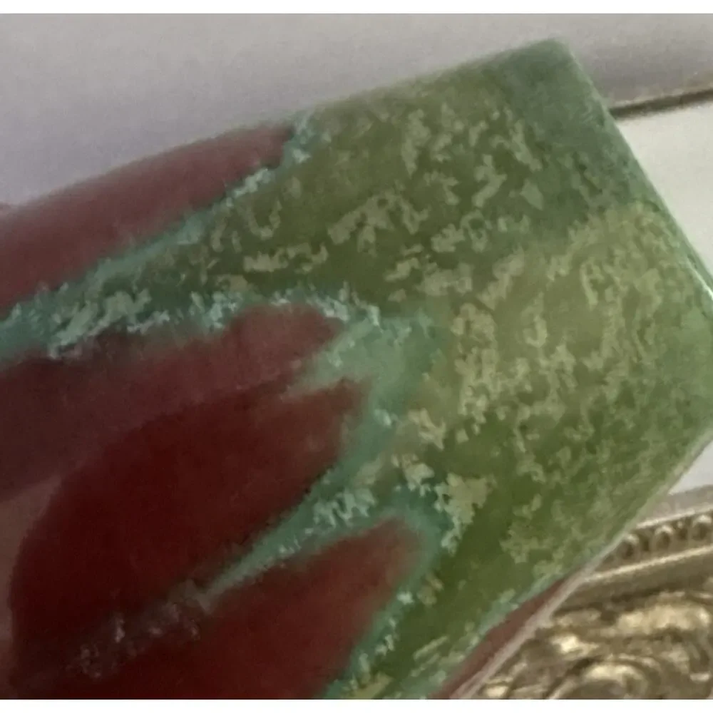 Belgium Art Pottery Green Drip Glaze Bulbous 3.5”Vase Faiencerie Thulin Vintage